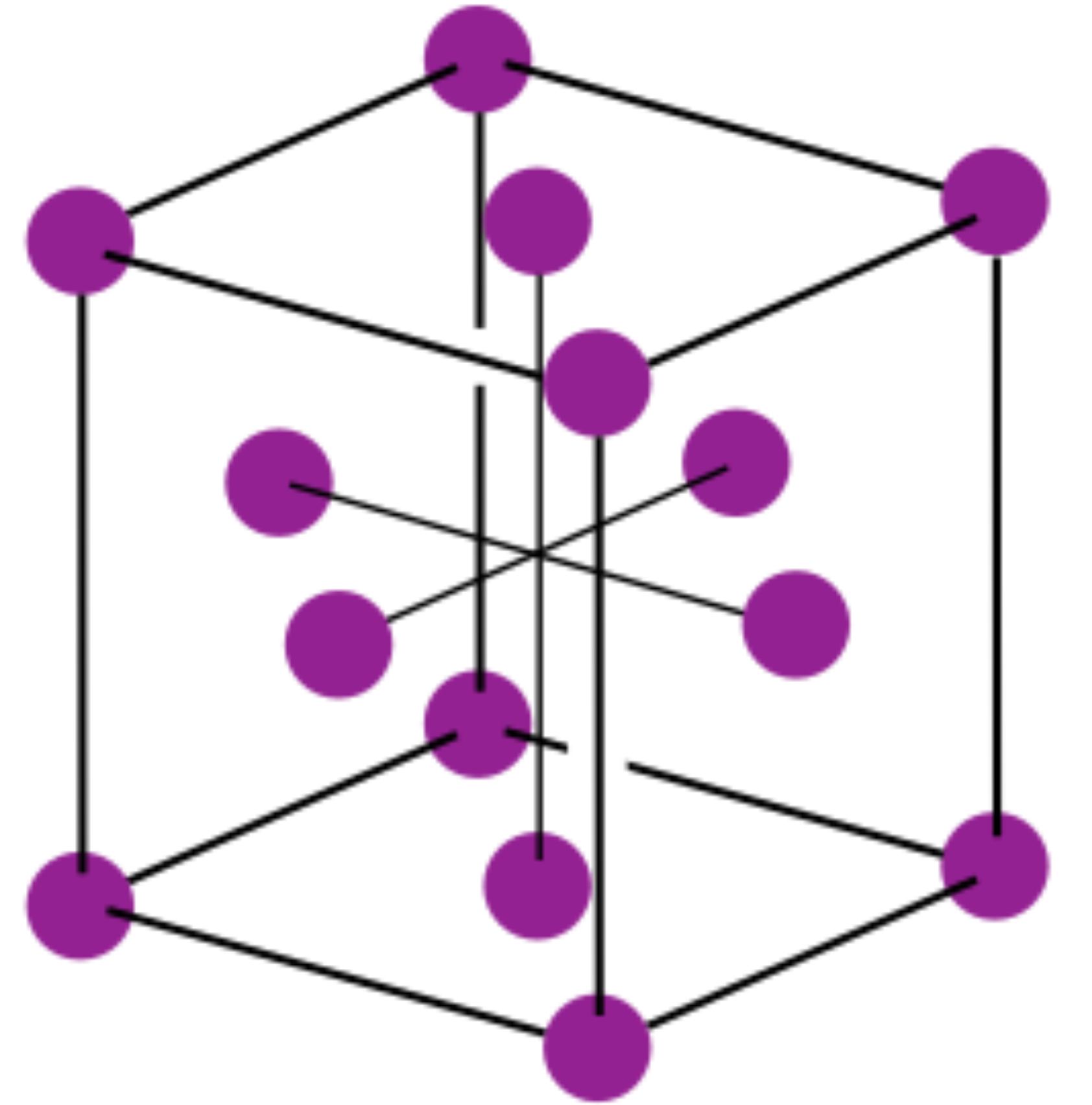 A unit cell of the face-centered cubic lattice.